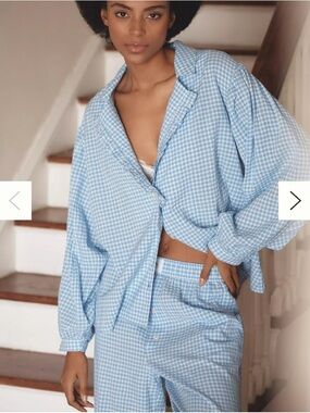 By Anthropologie Gingham Buttondown Pajama Shirt